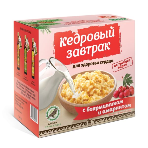 Завтрак кедровый для сердца с боярышником и амарантом, 40 гр., упаковка